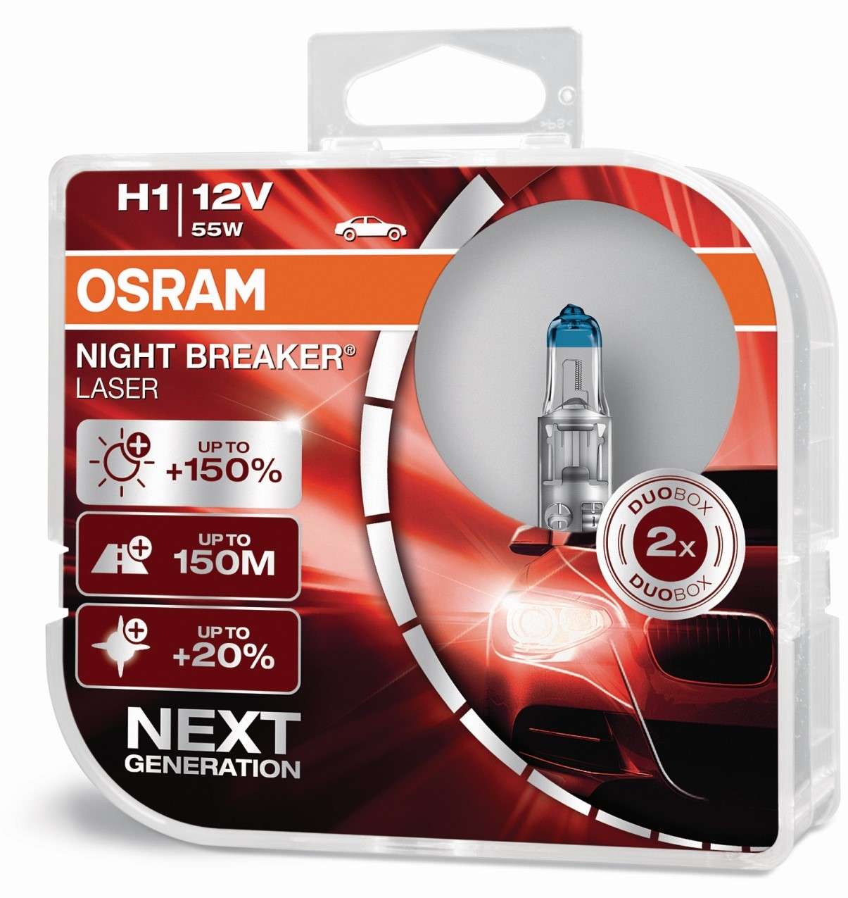 H1 55W NIGHT BREAKER® LASER +150 % 2-pack