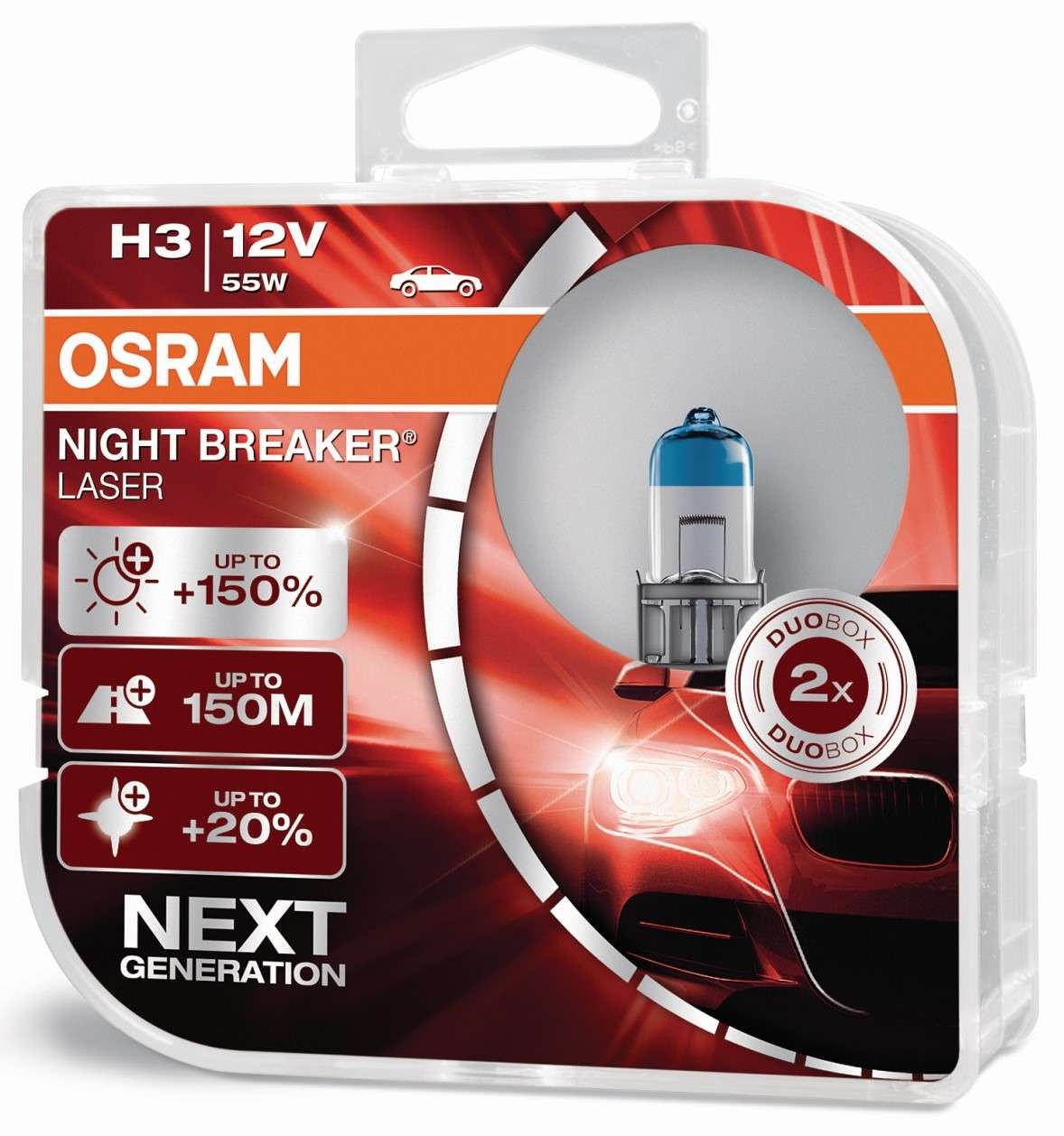 H3 55W NIGHT BREAKER® LASER +150 % 2-pack