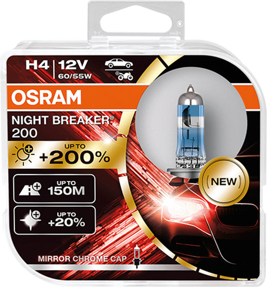 H4 12V night breaker 200 halogenlampor 2-pack